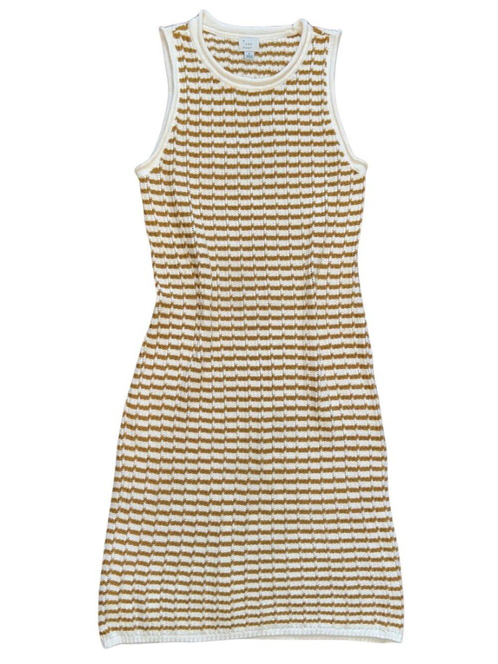 A new day Striped Ribbed Knit Sleeveless Mini Dress Tan Cream Quiet luxury - Picture 2 of 10